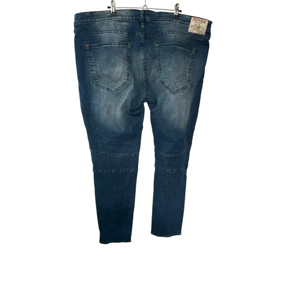 True Religion Mens 42x34 Rocco Relaxed Skinny Denim Blue Jeans Retail $219
